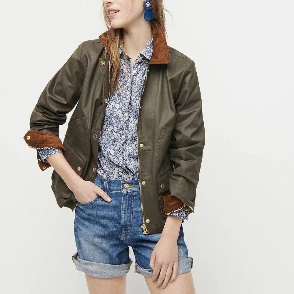 J. Crew Barn Jacket Liberty London floral print details - Mossy color XSP